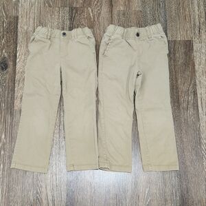 Boys Childrens Place 2 pair Pull on Khaki uniform pants size 4